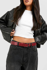 Cherry Red Chunky Buckle Boyfriend Belt