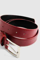 Cherry Red Chunky Buckle Boyfriend Belt