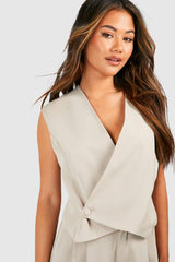 Asymmetric Button Front Waistcoat
