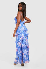 Jacquard Ruffle Maxi Dress