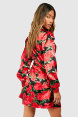 Floral Lace Trim Smock Dress