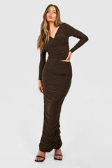 Ruched Slinky Maxi Skirt