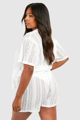 Plus Crochet Tie Beach Short