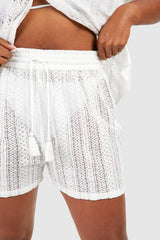 Plus Crochet Tie Beach Short