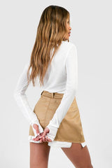 Twill Pocket Hem Detail Mini Skirt
