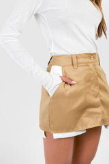 Twill Pocket Hem Detail Mini Skirt