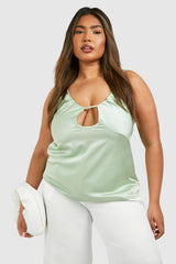 Plus Cut Out Detail Ruched Cami Top