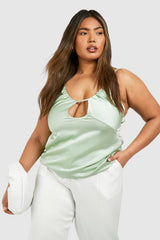 Plus Cut Out Detail Ruched Cami Top