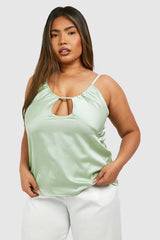 Plus Cut Out Detail Ruched Cami Top
