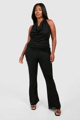 Plus Cowl Neck Halter Top
