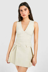 Corset Detail Bengaline Mini Dress
