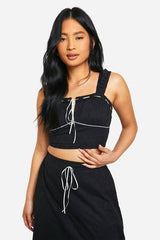 Petite Broderie Contrast Bow Top
