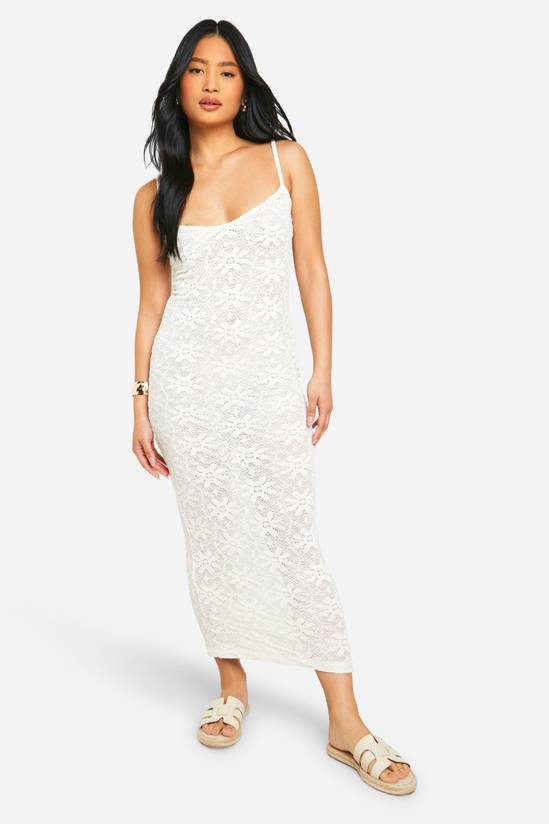 Petite Floral Knit Strappy Maxi Dress