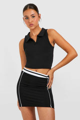 Active Fabric Contrast Waistband Piping Skirt