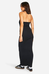 Basic Rib  Plunge Hlater Maxi Dress