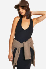 Basic Rib  Plunge Hlater Maxi Dress