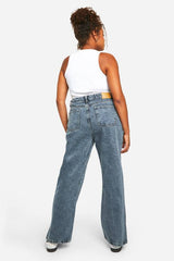 Plus Basics Split Hem Straight Leg Jeans