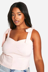 Plus Bengaline Tie Bow Corset Top