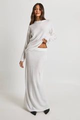 Soft Rib Knit Crew Neck Jumper And Maxi Skirt Co-ord