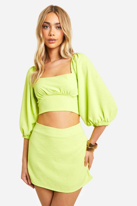Hammered Tie Back Crop & Mini Skirt