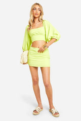 Hammered Tie Back Crop & Mini Skirt