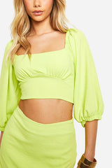 Hammered Tie Back Crop & Mini Skirt