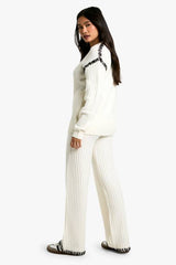 Premium Heavyweight Contrast Trim Jumper And Trouser Knitted Set