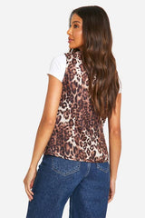 Leopard Sleeveless Tie Waistcoat