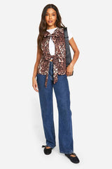 Leopard Sleeveless Tie Waistcoat