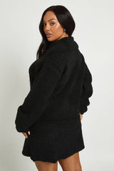 Plus Borg Oversized Collar Detail Mini Dress