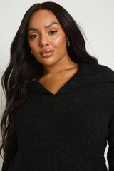 Plus Borg Oversized Collar Detail Mini Dress