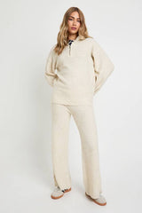Half Zip Oversized Jumper And Wide Leg Trouser Borg Knit Co-ord