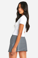 Bengaline Gingham Wrap Split Skirt