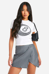 Bengaline Gingham Wrap Split Skirt