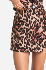 Leopard Print Wrap Front Skort
