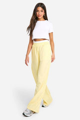 Contrast Waistband Wide Leg Trousers