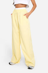 Contrast Waistband Wide Leg Trousers