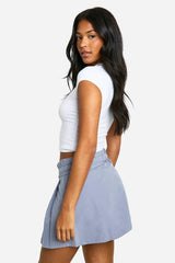 Tall Pleated Buckle Belt Mini Skirt