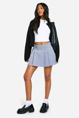 Tall Pleated Buckle Belt Mini Skirt