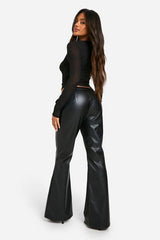 High Waisted Pu Flare Trouser