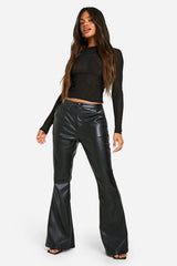 High Waisted Pu Flare Trouser