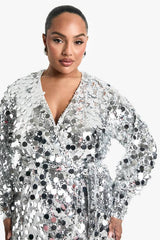 Plus Sequin Wrap Dress