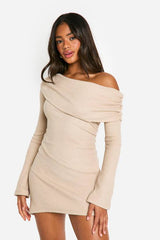Brushed Rib Mini Long Sleeve Dress