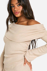 Brushed Rib Mini Long Sleeve Dress