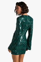 Tall Sequin Twist Front Mini Dress