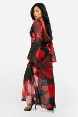 Petite Bold Floral Cowl Detail Maxi Dress