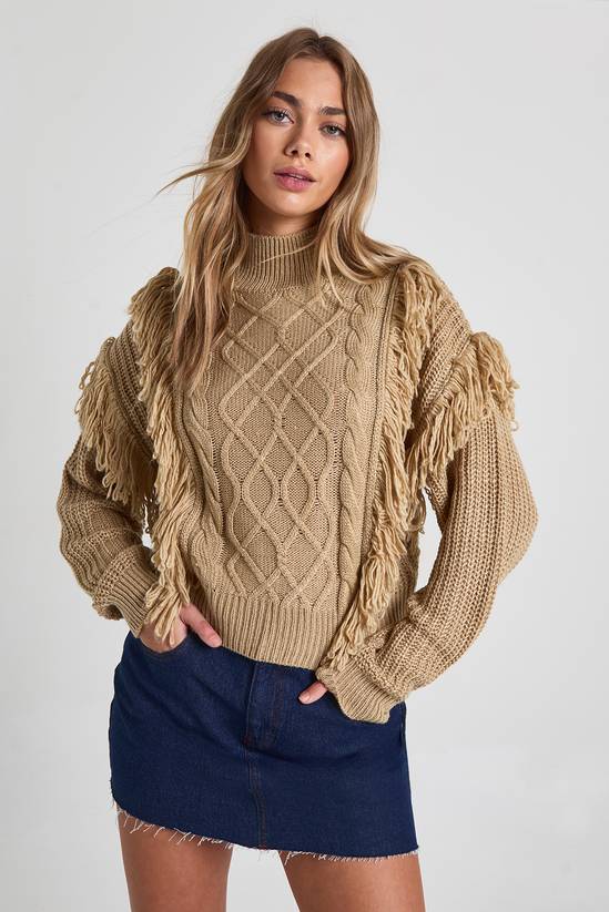 Tassel Detail Cable Knit Jumper
