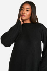 Plus Soft Rib Tie back Smock Dress