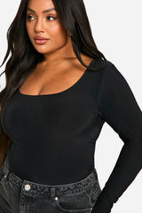 Boohoo Basics Plus Double Layer Slinky Scoop Bodysuit