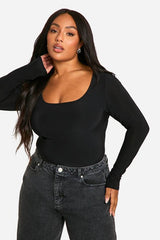 Boohoo Basics Plus Double Layer Slinky Scoop Bodysuit
